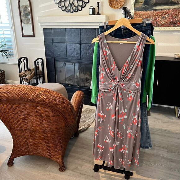 Boden Dress Womens Size 6R Gray Geometric Twist Knot Waist Detail Lined - Picture 16 of 16